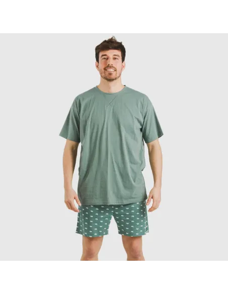 Pijama curto algodão homem Dawin verde pijamas-curtos-homem