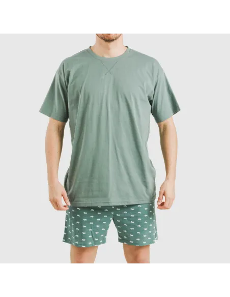 Pijama curto algodão homem Dawin verde pijamas-curtos-homem