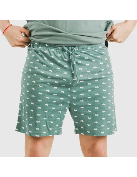 Pijama curto algodão homem Dawin verde pijamas-curtos-homem