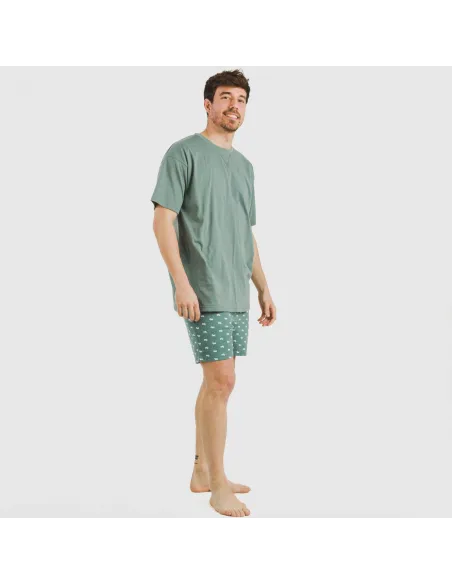 Pijama curto algodão homem Dawin verde pijamas-curtos-homem