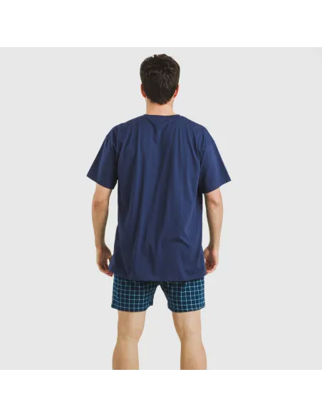 Pijama curto algodão homem Cuadro Edesia azul pijamas-curtos-homem