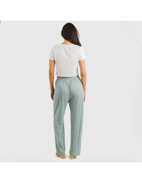 Calças viscosa Dulcinea água marinha pantalones-comodos-mujer