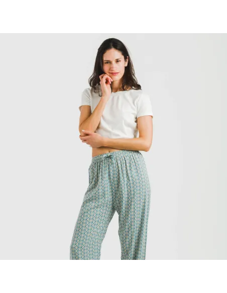 Calças viscosa Dulcinea água marinha pantalones-comodos-mujer