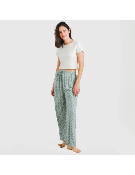 Calças viscosa Dulcinea água marinha pantalones-comodos-mujer