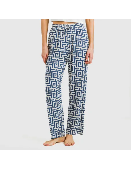 Calças viscosa Beriche azul pantalones-comodos-mujer