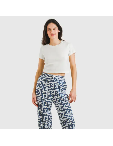 Calças viscosa Beriche azul pantalones-comodos-mujer