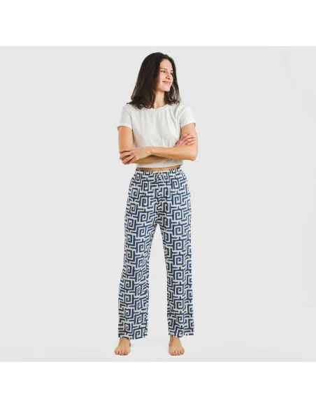 Calças viscosa Beriche azul pantalones-comodos-mujer