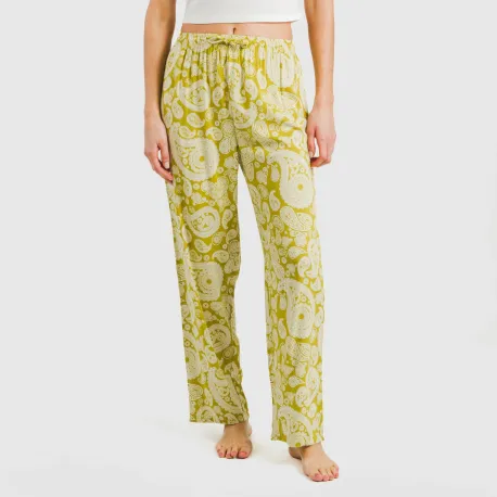 Calças viscosa Marianela verde lima pantalones-comodos-mujer