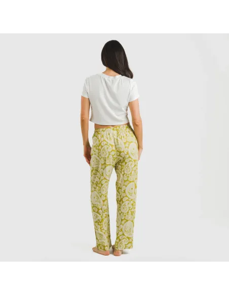 Calças viscosa Marianela verde lima pantalones-comodos-mujer