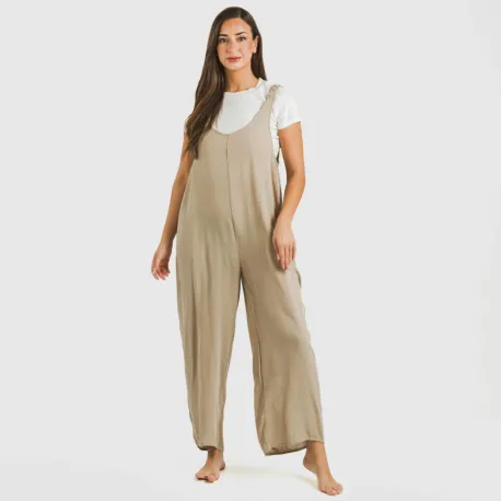 Macacão comprido mulher viscosa bambula liso roupa-para-estar-por-casa