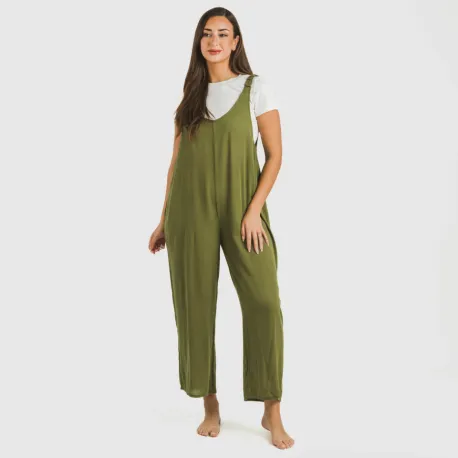 Macacão comprido mulher viscosa bambula liso roupa-para-estar-por-casa