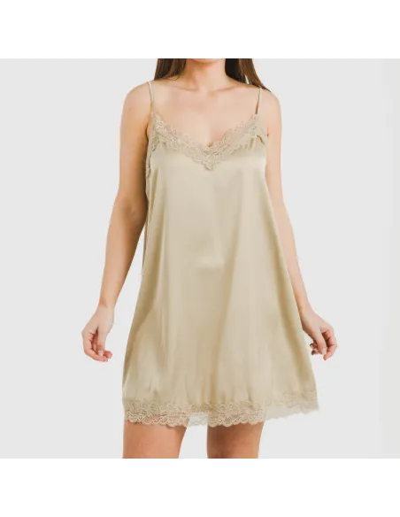Camisa de dormir curta Saten Friday liso roupa-para-estar-por-casa