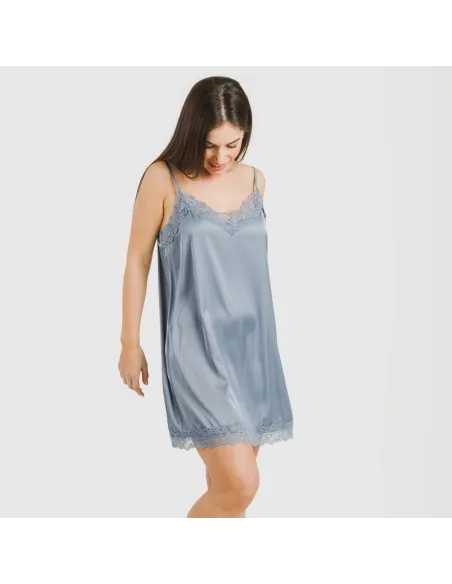 Camisa de dormir curta Saten Friday liso roupa-para-estar-por-casa