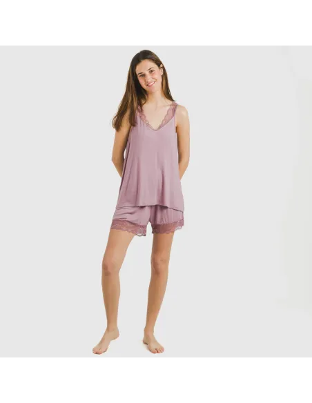 Pijama alças renda Rayón roupa-para-estar-por-casa