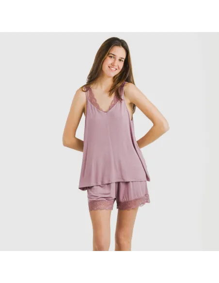 Pijama alças renda Rayón roupa-para-estar-por-casa