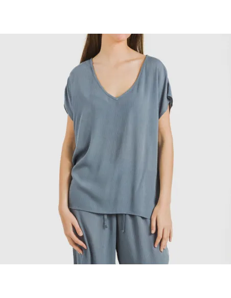 Camisola manga fluída viscosa bambula lisa roupa-para-estar-por-casa