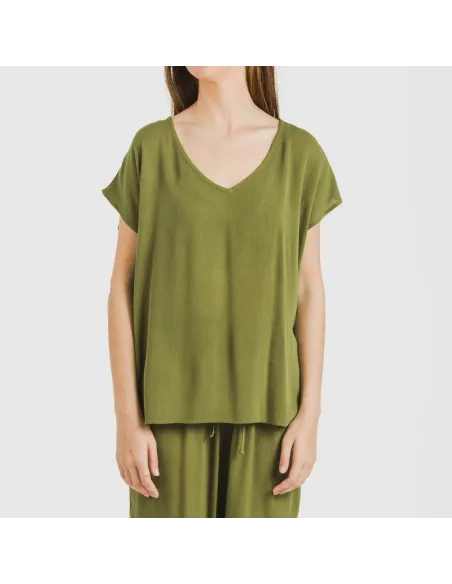 Camisola manga fluída viscosa bambula lisa roupa-para-estar-por-casa