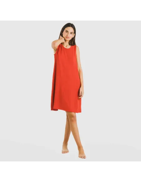 Vestido curto alças bambula liso roupa-para-estar-por-casa