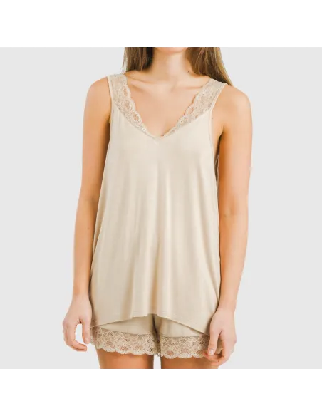 Pijama alças renda Rayón roupa-para-estar-por-casa