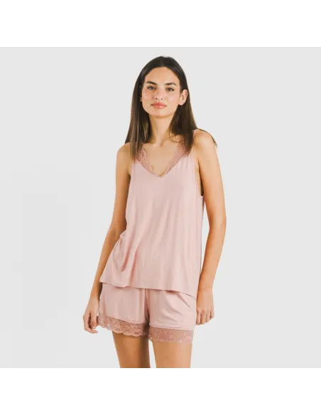 Pijama alças renda Rayón roupa-para-estar-por-casa