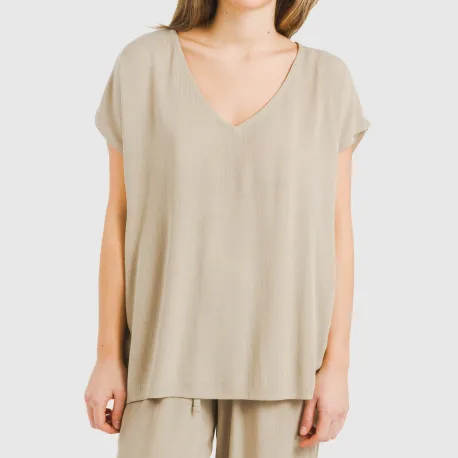 Camisola manga fluída viscosa bambula lisa roupa-para-estar-por-casa