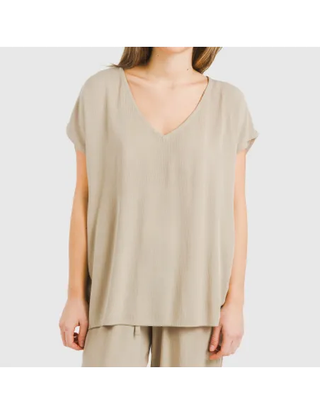 Camisola manga fluída viscosa bambula lisa roupa-para-estar-por-casa