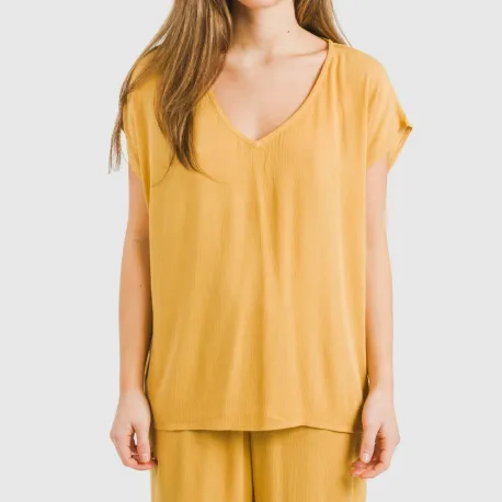 Camisola manga fluída viscosa bambula lisa roupa-para-estar-por-casa