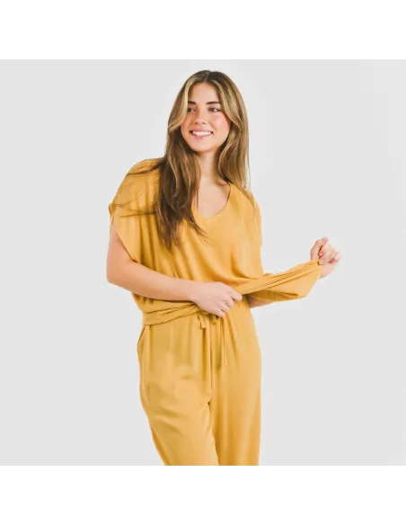 Camisola manga fluída viscosa bambula lisa roupa-para-estar-por-casa