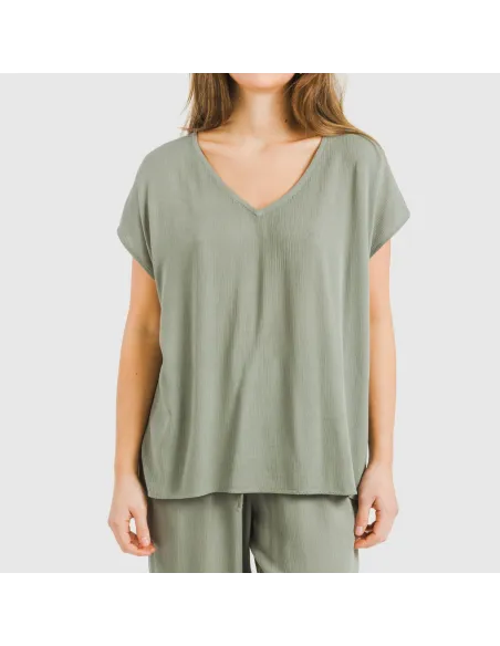 Camisola manga fluída viscosa bambula lisa roupa-para-estar-por-casa