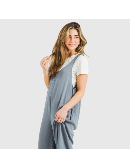 Macacão comprido mulher viscosa bambula liso roupa-para-estar-por-casa