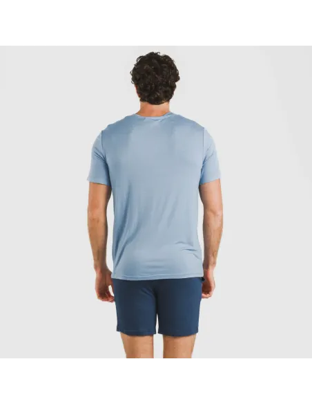 Pijama curto viscosa homem azul celeste - azul marinho pijamas-curtos-homem