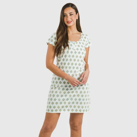 Vestido algodão Joy água marinha vestidos-mulher