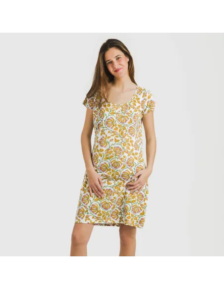 Vestido algodão Venus ocre vestidos-mulher