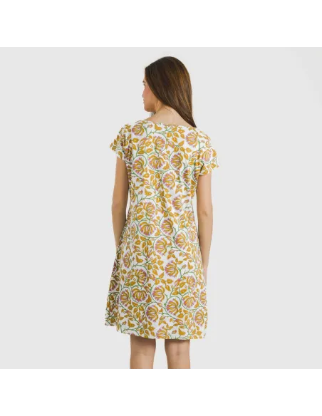 Vestido algodão Venus ocre vestidos-mulher