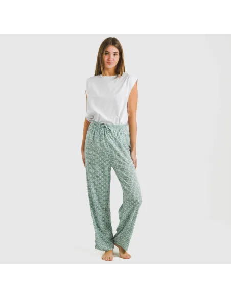 Calças viscosa Walia azul pantalones-comodos-mujer