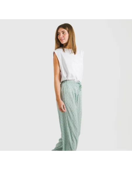 Calças viscosa Walia azul pantalones-comodos-mujer