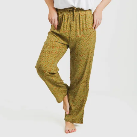 Calças viscosa Silda verde caça pantalones-comodos-mujer