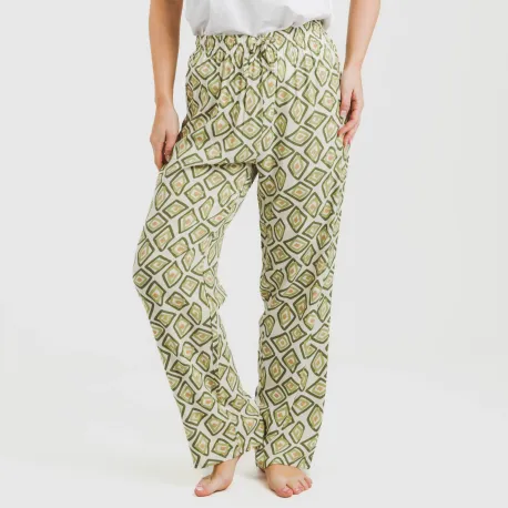 Calças viscosa Liuva verde caça pantalones-comodos-mujer