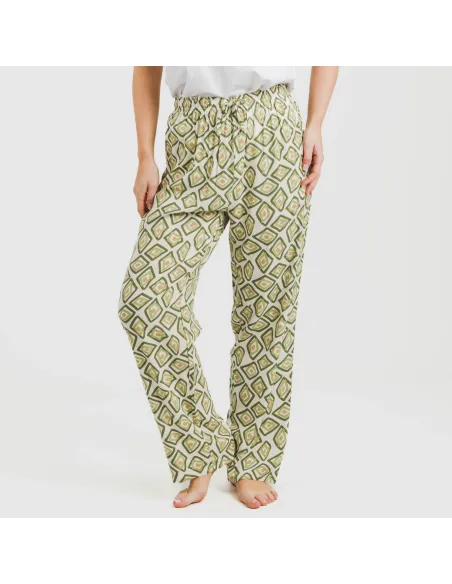 Calças viscosa Liuva verde caça pantalones-comodos-mujer