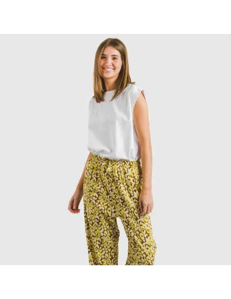 Calças viscosa Milina verde lima pantalones-comodos-mujer