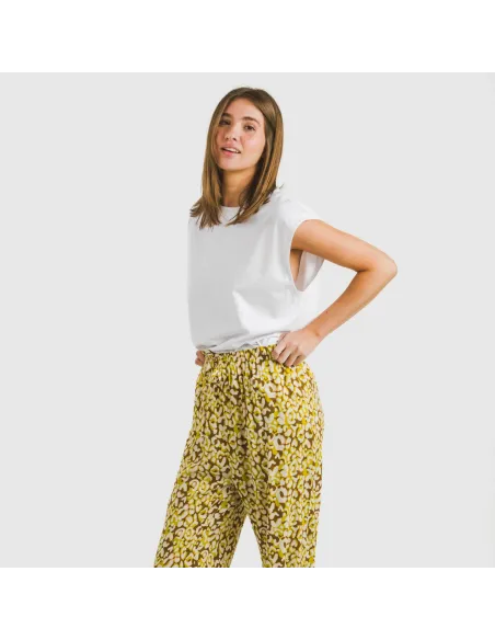 Calças viscosa Milina verde lima pantalones-comodos-mujer