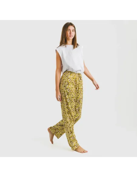 Calças viscosa Milina verde lima pantalones-comodos-mujer