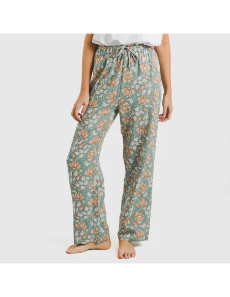 Calças viscosa Venus água marinha pantalones-comodos-mujer