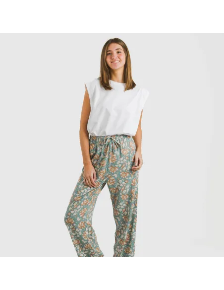 Calças viscosa Venus água marinha pantalones-comodos-mujer