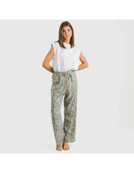 Calças viscosa Venus água marinha pantalones-comodos-mujer