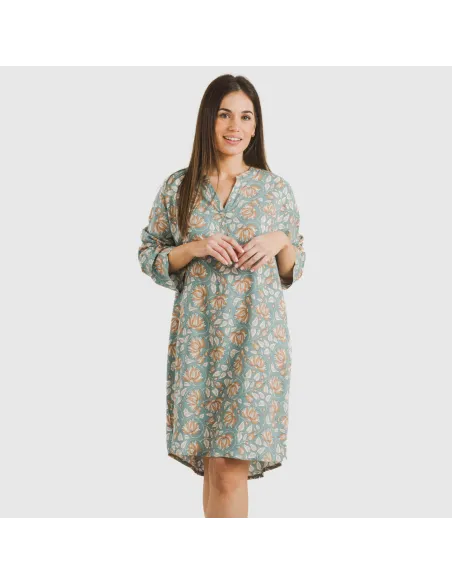 Túnica viscosa Venus água marinha vestidos-mulher