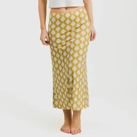 Saia midi soft Sindarina ocre faldas
