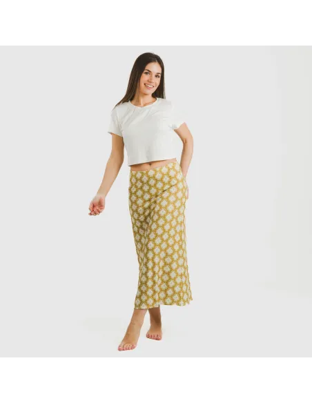 Saia midi soft Sindarina ocre faldas
