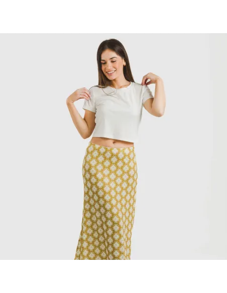 Saia midi soft Sindarina ocre faldas