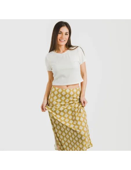 Saia midi soft Sindarina ocre faldas
